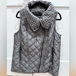 Marc New York by Andrew Marc Gray Silver Quilted Full Zip Vest  Size L